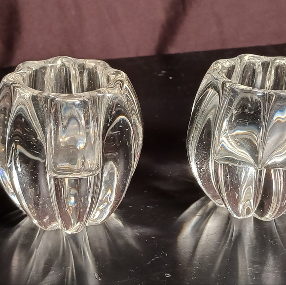 Set of 2 Lead Crystal Votive Candle Holders 3" Round Cut Royal Crystal Rock/Cris - Picture 2 of 8